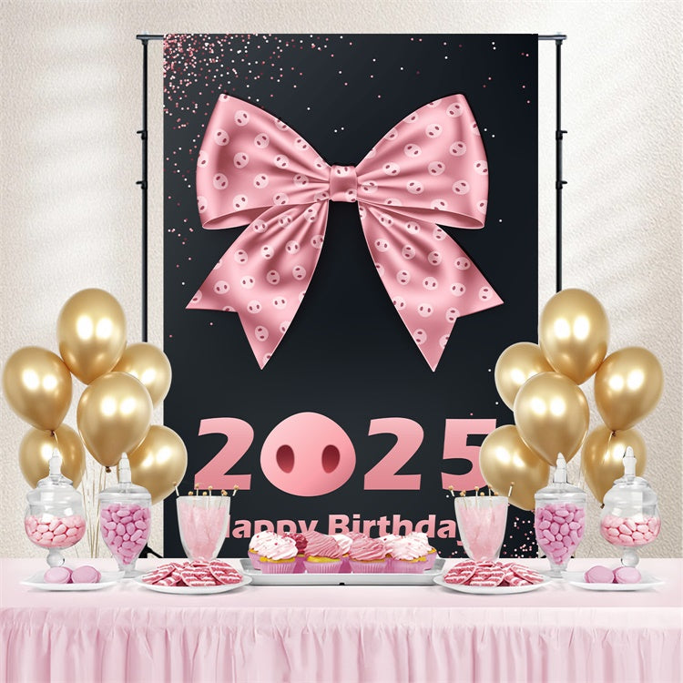 Personalized Backdrop For Birthday Elegant Pink Bow Backdrop UK BRP3-58