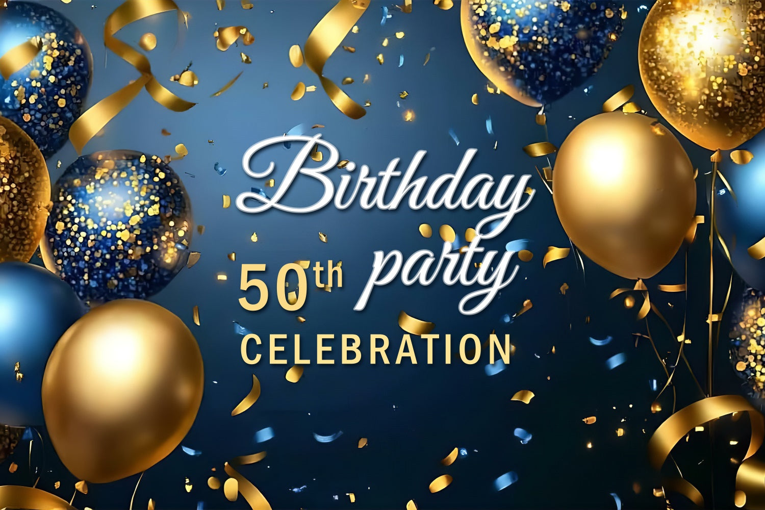 Personalized 50th Birthday Backdrop Luxury Confetti Backdrop UK BRP3-69