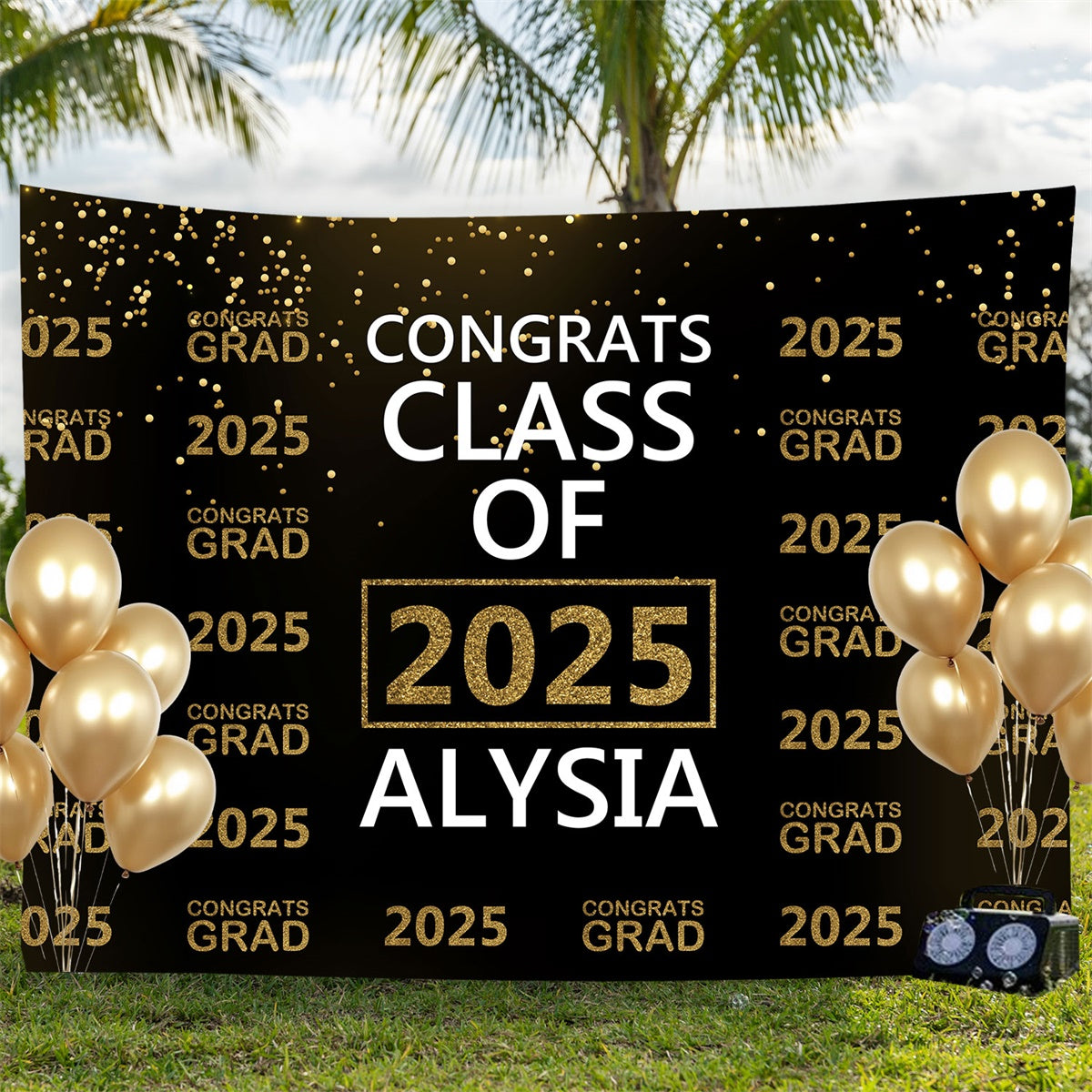Custom Graduation Backdrop Glitter 2025 Ceremony Graduation Party Backdrop UK BRP3-8