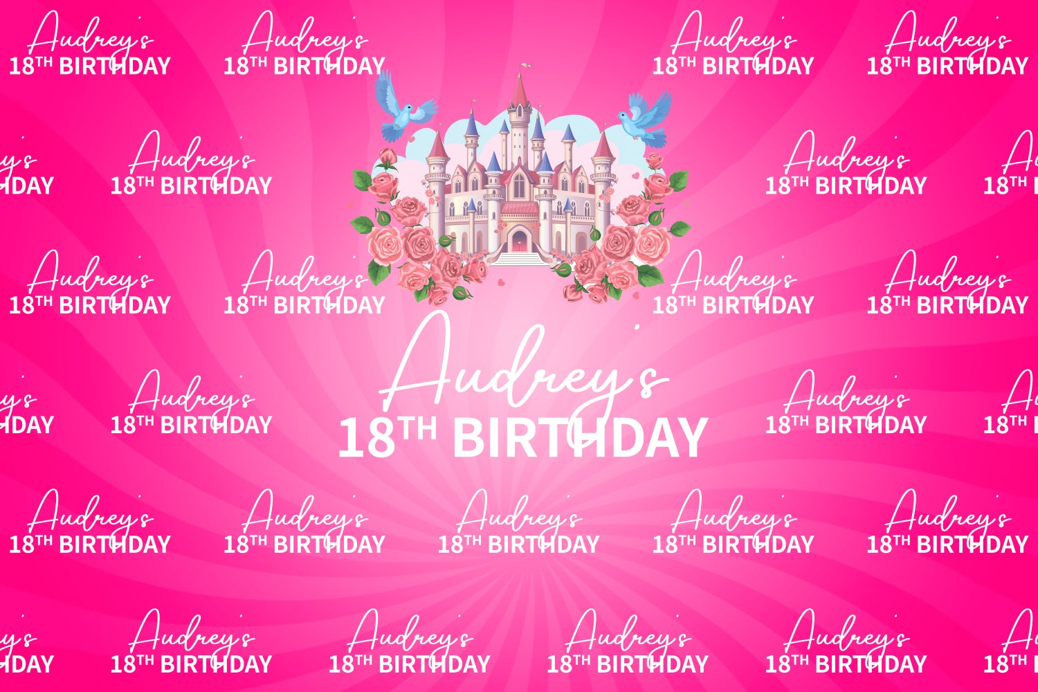 Custom Made Birthday Backdrops Pink Fantasy Castle Backdrop UK BRP3-86