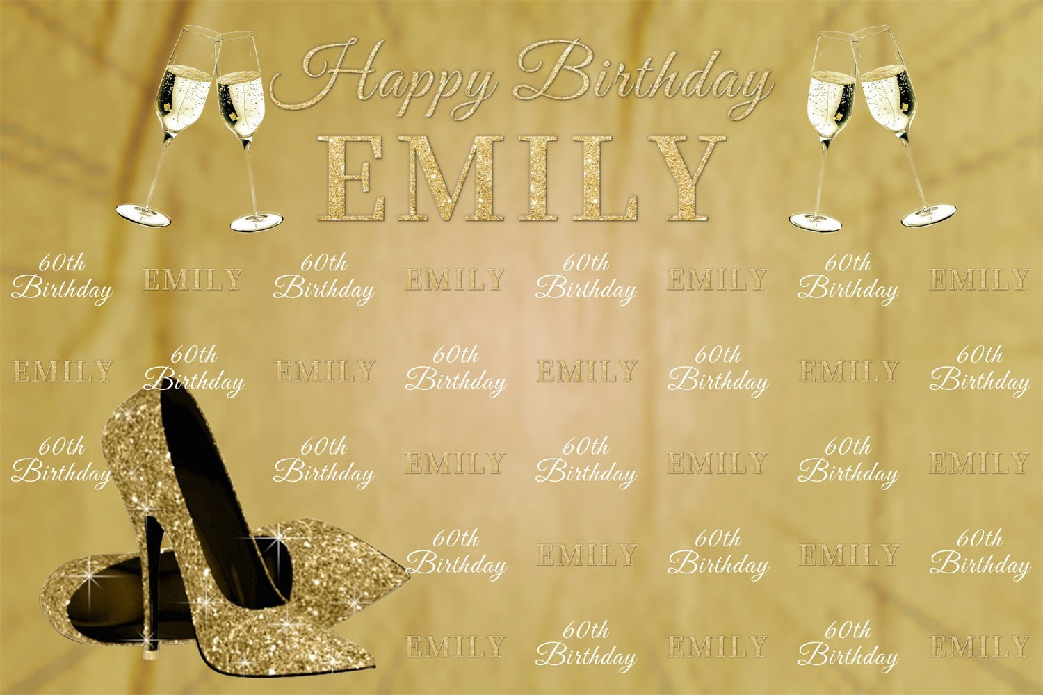 Personalized 60th Birthday Backdrop Luxury Champagne Gold Backdrop UK BRP3-98