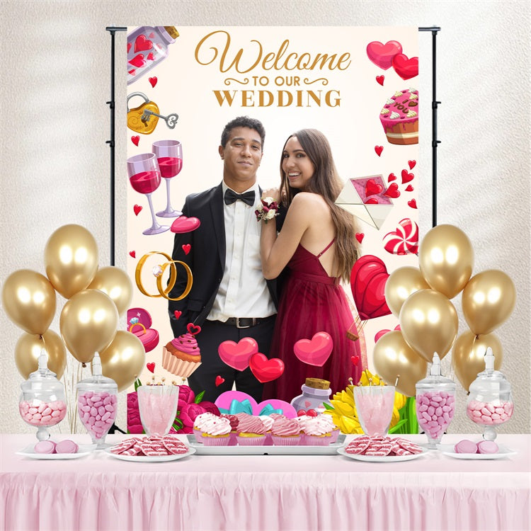 Wedding Backdrops Love Hearts Roses Personalized Backdrop UK BRP4-105