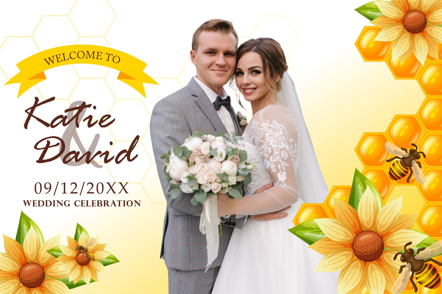 Wedding Backdrop Ideas Sunflower Honey Bee Love Customized Backdrop UK BRP4-107