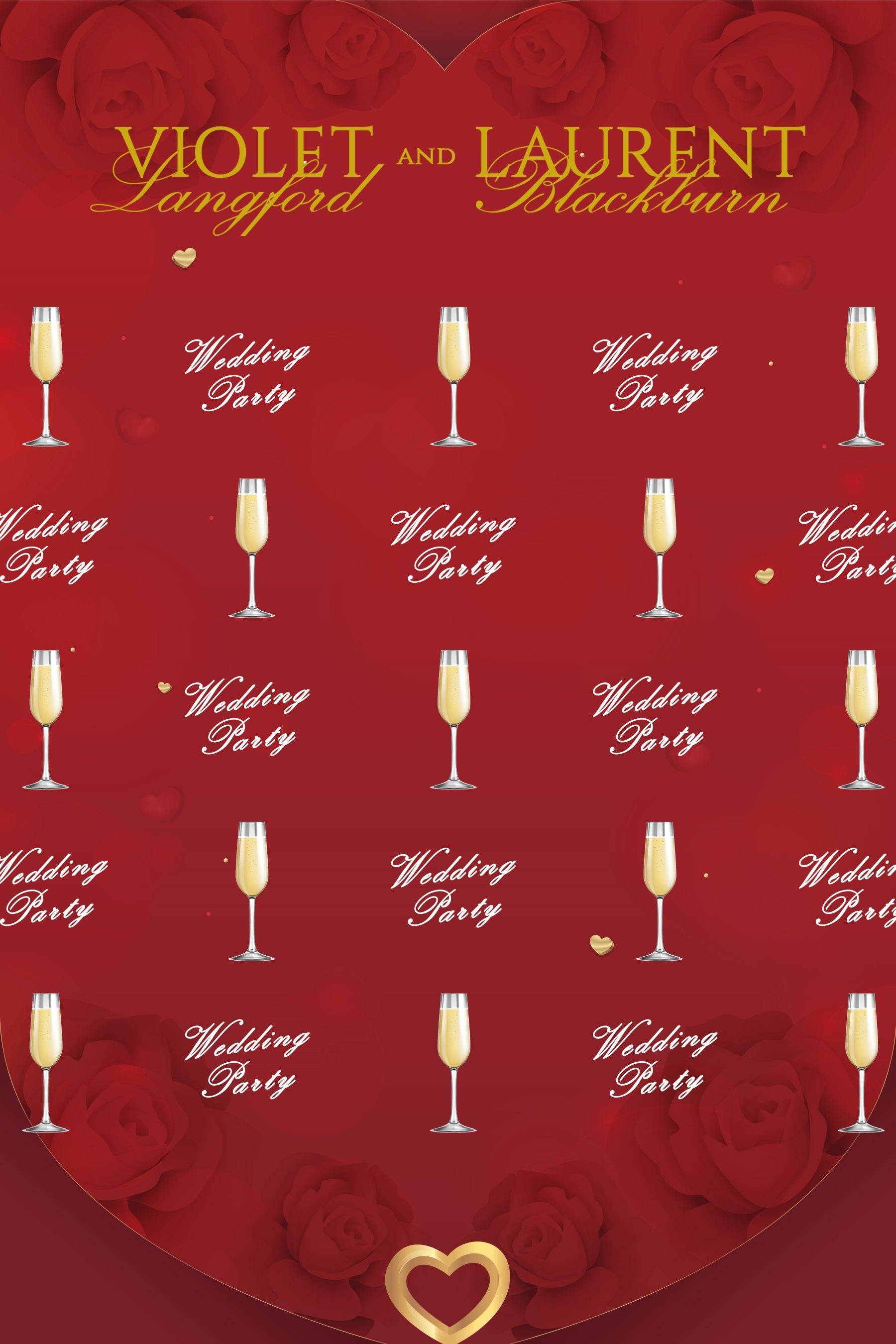 Wedding Ceremony Backdrop Red Rose Champagne Custom Backdrop UK BRP4-108