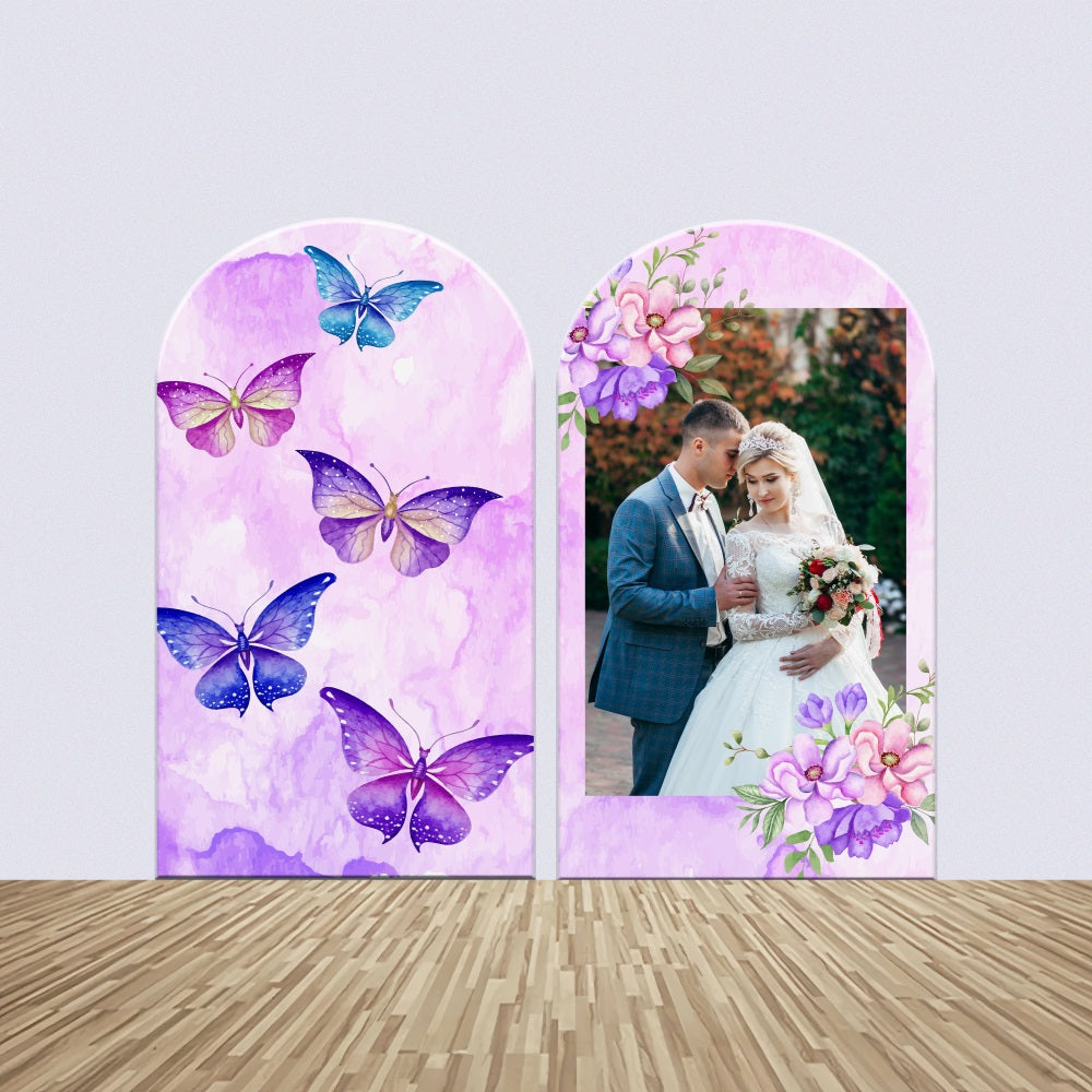 Wedding Backdrop Purple Butterfly Garden Customized Arch Backdrop Kit UK BRP4-113