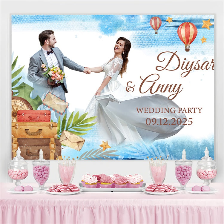 Wedding Backdrop Design Hot Air Balloon Journey Personalised Backdrop UK BRP4-114