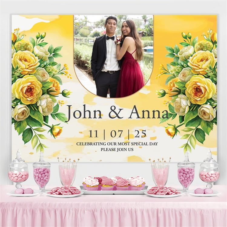 Backdrop Wedding Bright Floral Personalized Backdrop UK BRP4-122
