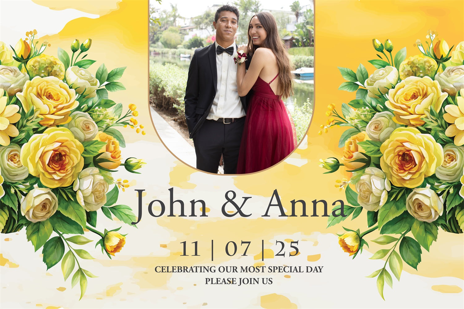 Backdrop Wedding Bright Floral Personalized Backdrop UK BRP4-122