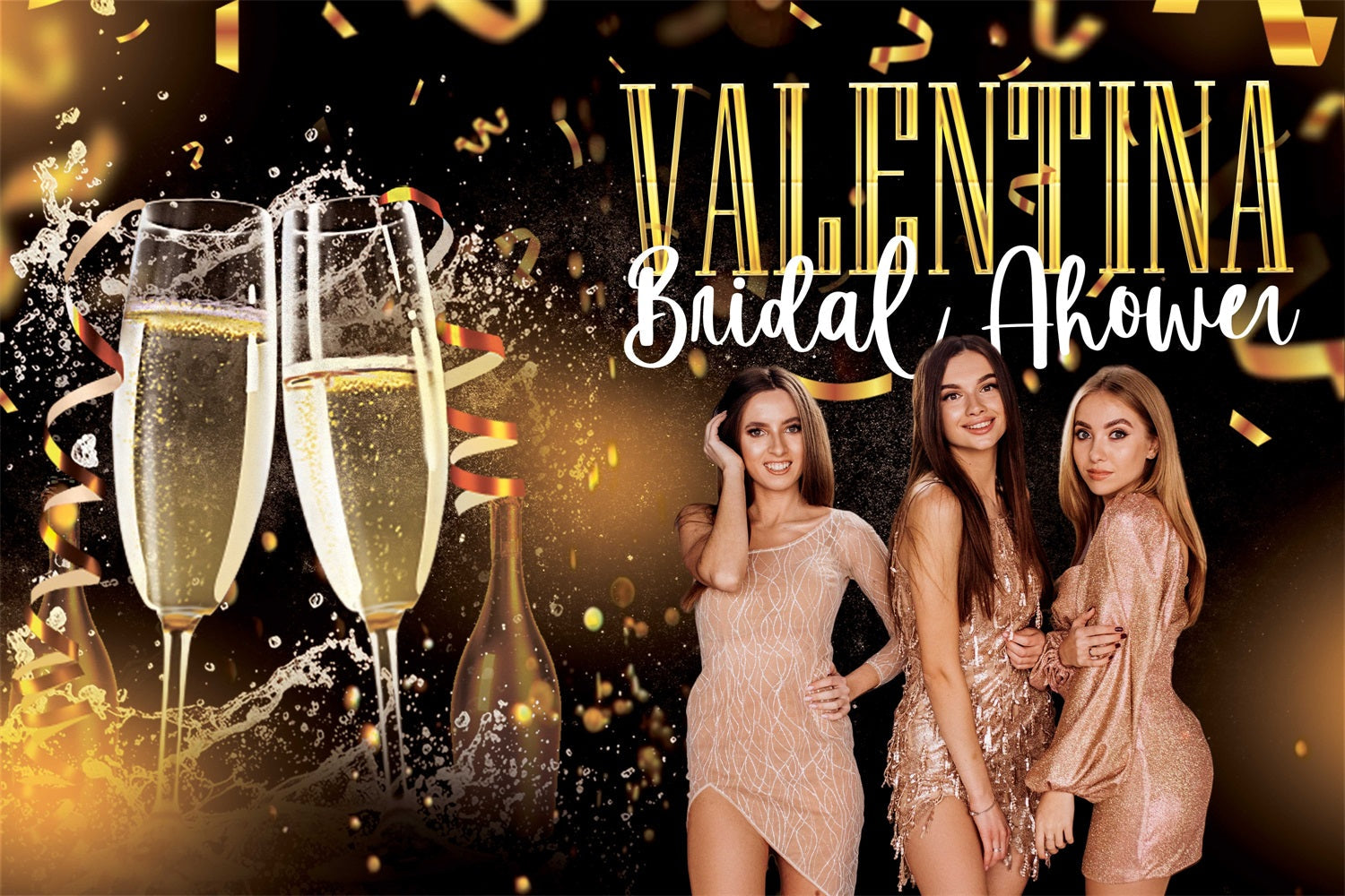 Bridal Shower Backdrop Sparkling Champagne Night Custom Backdrop UK BRP4-135