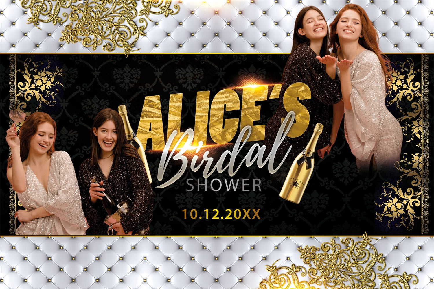 Bridal Shower Backdrop Ideas Royal Champagne Personalized Backdrop UK BRP4-136