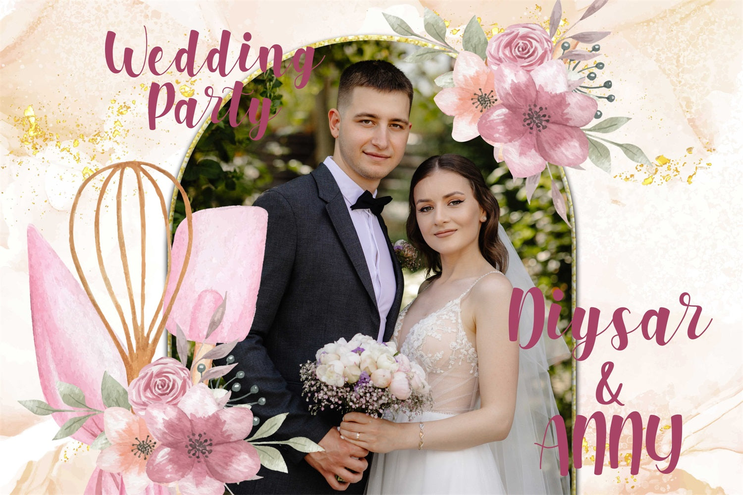 Macrame Wedding Backdrop Pink Garden Arch Personalised Backdrop UK BRP4-138