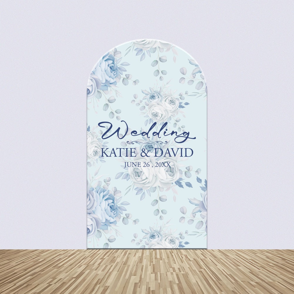 Backdrops For Weddings Blue Flower Personalised Arch Backdrop Kit UK BRP4-150