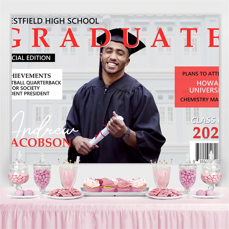 Custom Graduation Backdrop Magazine Layout Style Graduation Party Backdrop UK BRP4-154