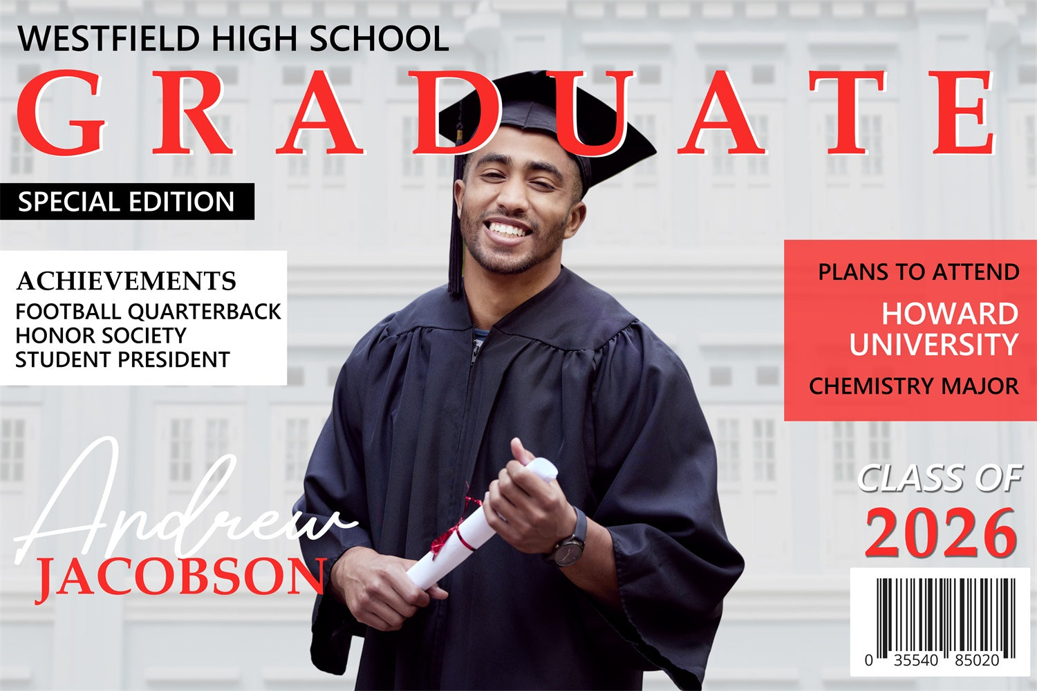 Custom Graduation Backdrop Magazine Layout Style Graduation Party Backdrop UK BRP4-154