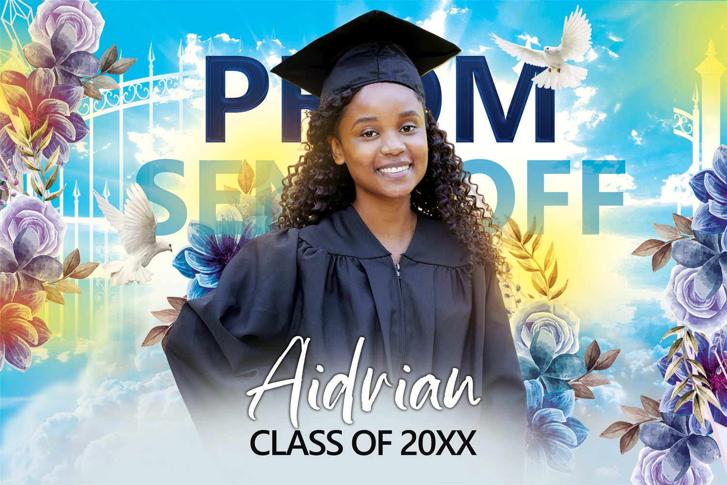 Prom Backdrops Pastel Flower Doves Graduation Party Backdrop UK BRP4-157