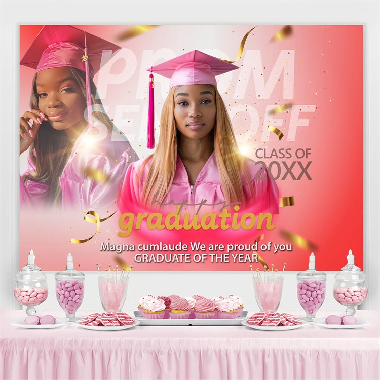 Prom Photo Backdrop Gradient Coral Custom Graduation Party Backdrop UK BRP4-159