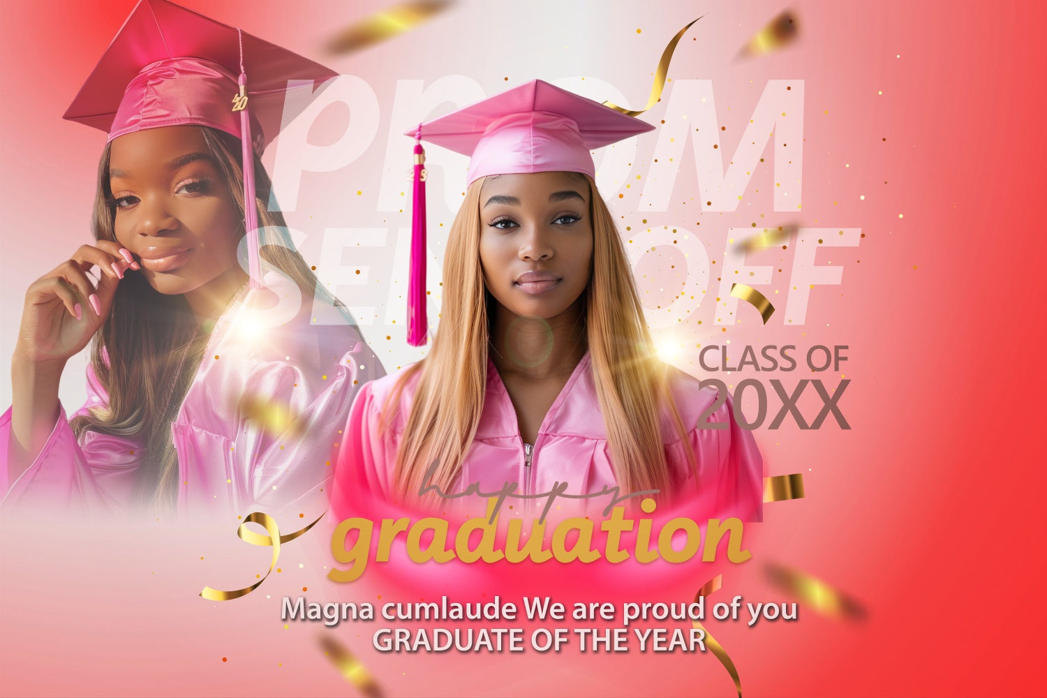 Prom Photo Backdrop Gradient Coral Custom Graduation Party Backdrop UK BRP4-159