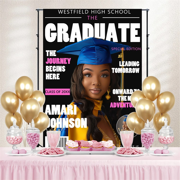 Custom Graduation Backdrops Magazine Style Graduation Party Backdrop UK BRP4-160