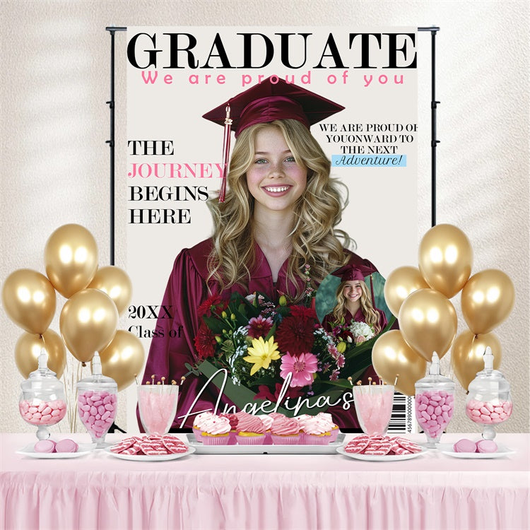 Prom 2025 Backdrop Soft Beige Magazine Graduation Party Backdrop UK BRP4-161