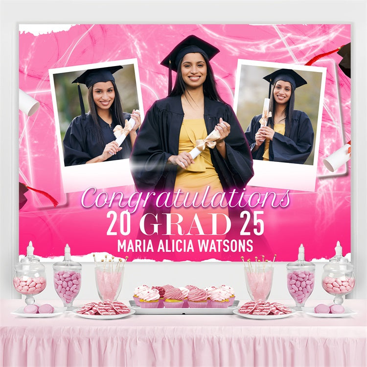 Graduated Backdrop Pink Sparkle Custom Graduation Party Backdrop UK BRP4-162