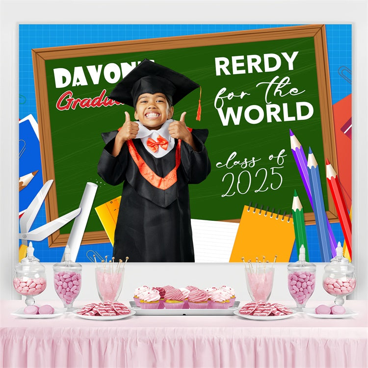 Custom Graduation Backdrop Colorful Stationery Graduation Party Backdrop UK BRP4-167