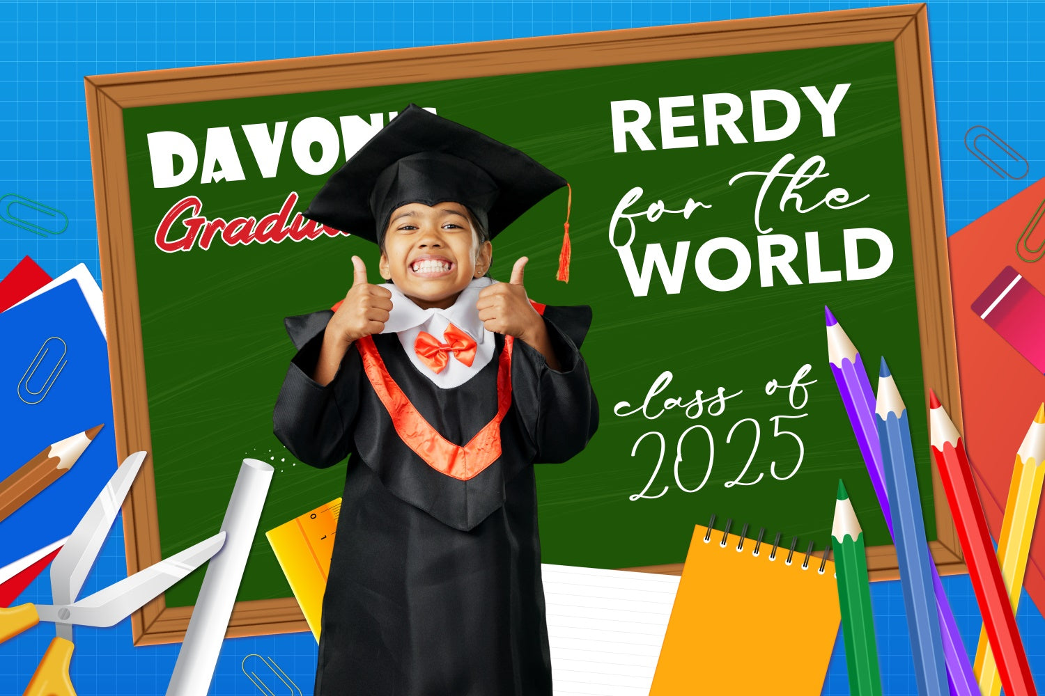 Custom Graduation Backdrop Colorful Stationery Graduation Party Backdrop UK BRP4-167