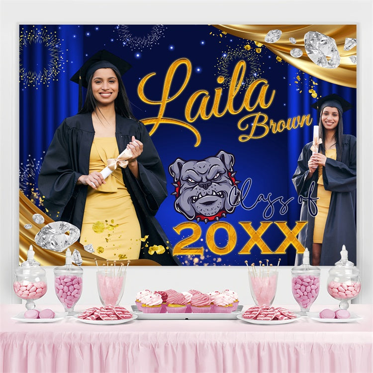 Graduation Picture Backdrop Glamorous Navy Custom Graduation Party Backdrop UK BRP4-175