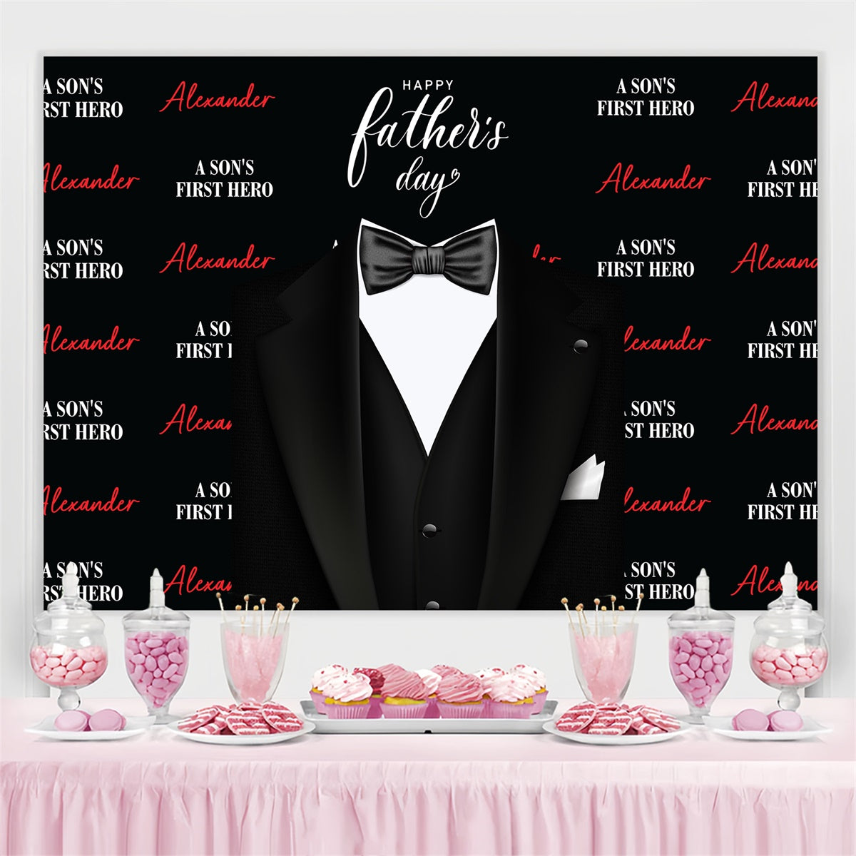 Happy Father's Day Backdrop Elegant Black Suit Backdrop UK BRP4-68