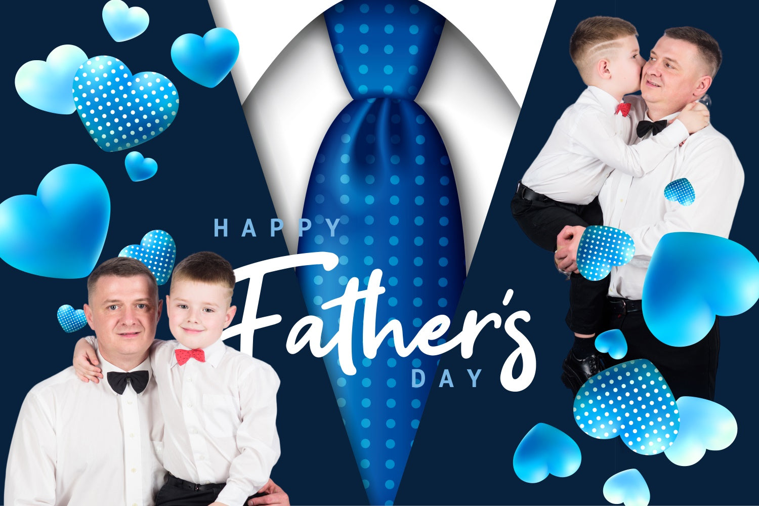 Father's Day Photo Backdrop Blue Tie Heart Personalized Backdrop UK BRP4-76