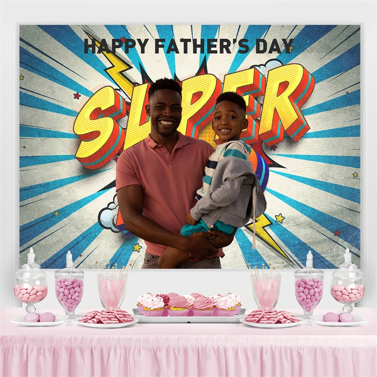 Fathers Day Backdrop Ideas Blue Comic Rays Personalized Backdrop UK BRP4-83
