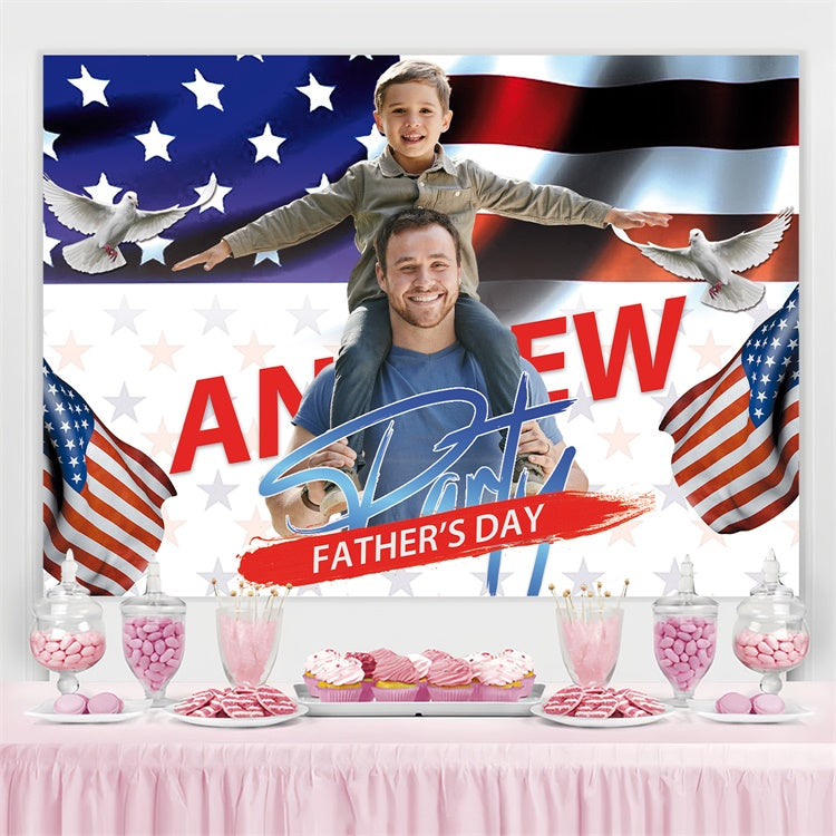 Fathers Day Photo Backdrop Patriotic Flag Dove Custom Backdrop UK BRP4-86