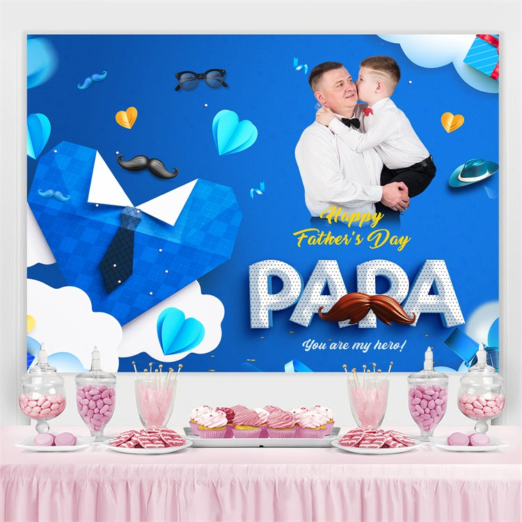 Fathers Day Photo Backdrop Paper Heart Tie Personalized Backdrop UK BRP4-88