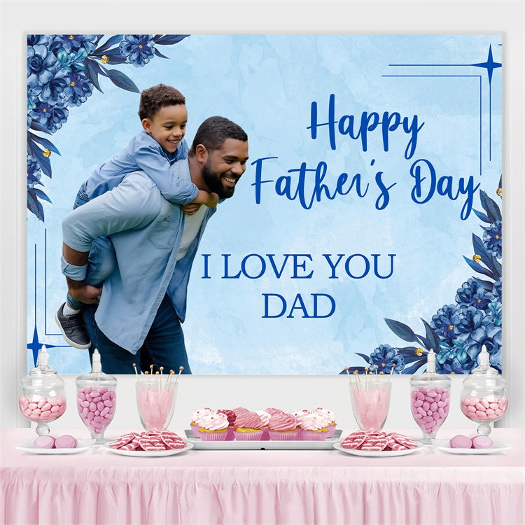 Fathers Day Backdrop Elegant Blue Floral Personalized Backdrop UK BRP4-99