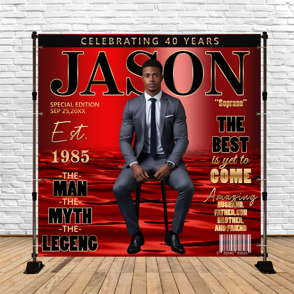 40th Birthday Backdrop Magazine Style Personalized Backdrop UK BRP5-103