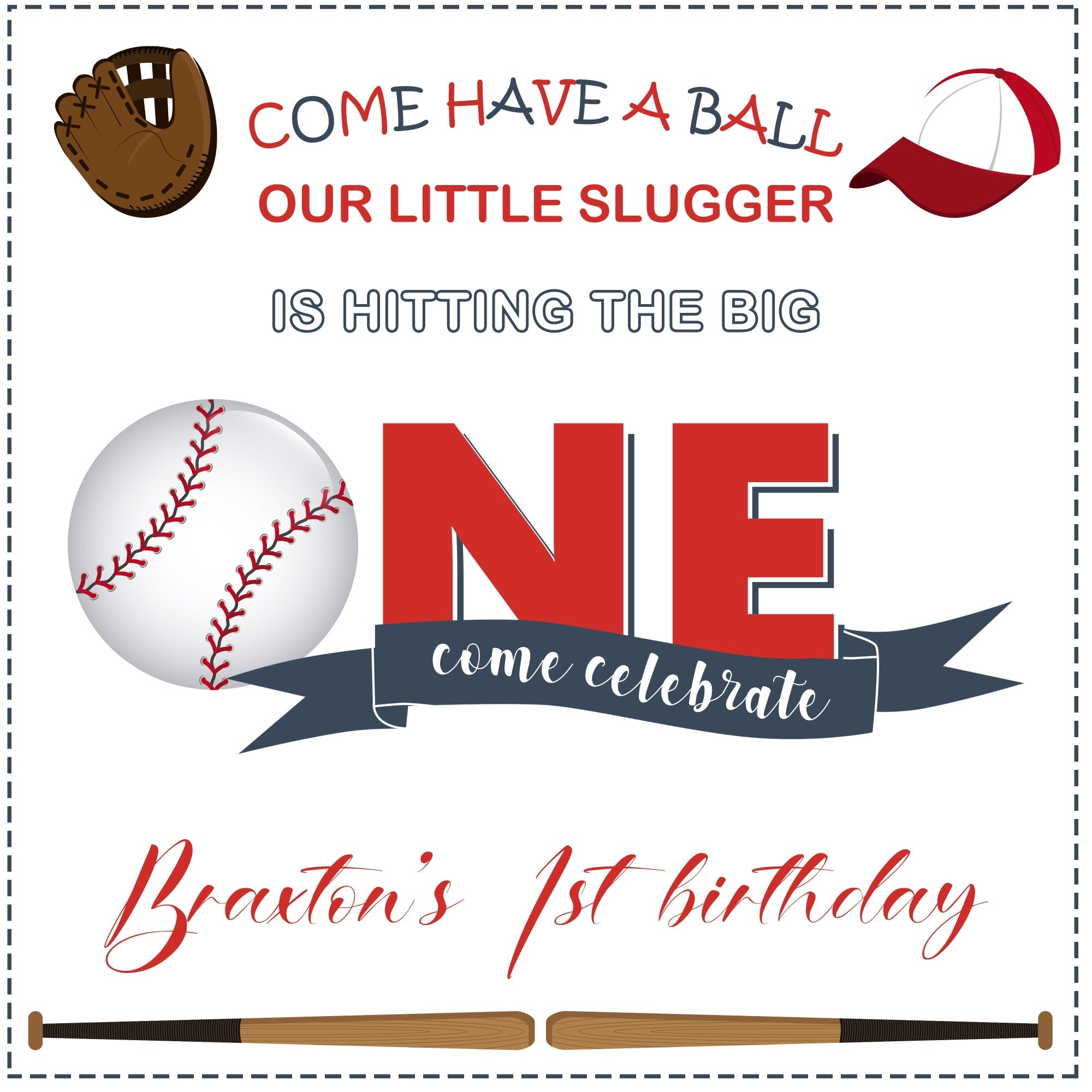1st Birthday Backdrop Baseball Theme Sports Customized Backdrop UK BRP5-120