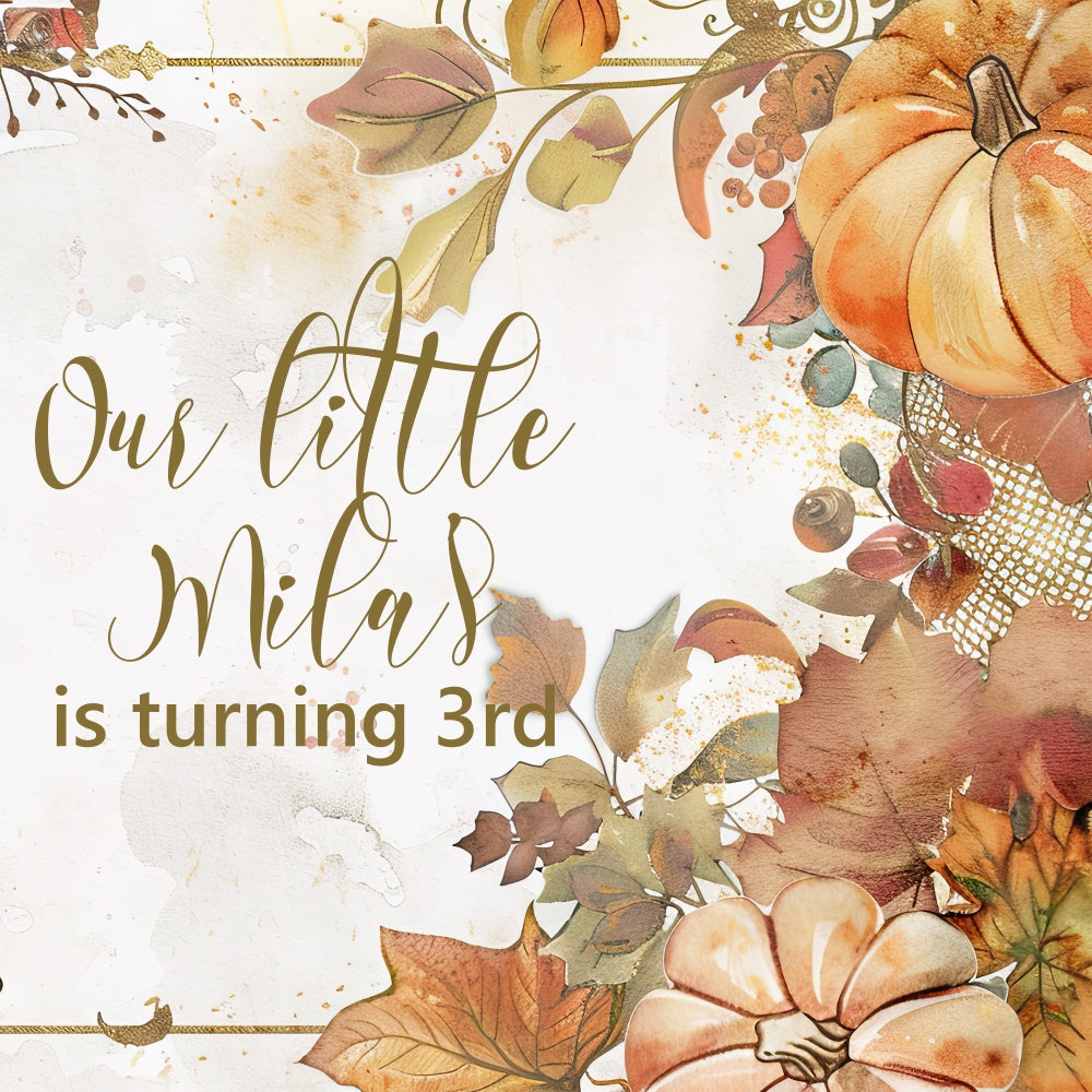 Customized Birthday Backdrop Autumn Harvest Rustic 3rd Backdrop UK BRP5-145