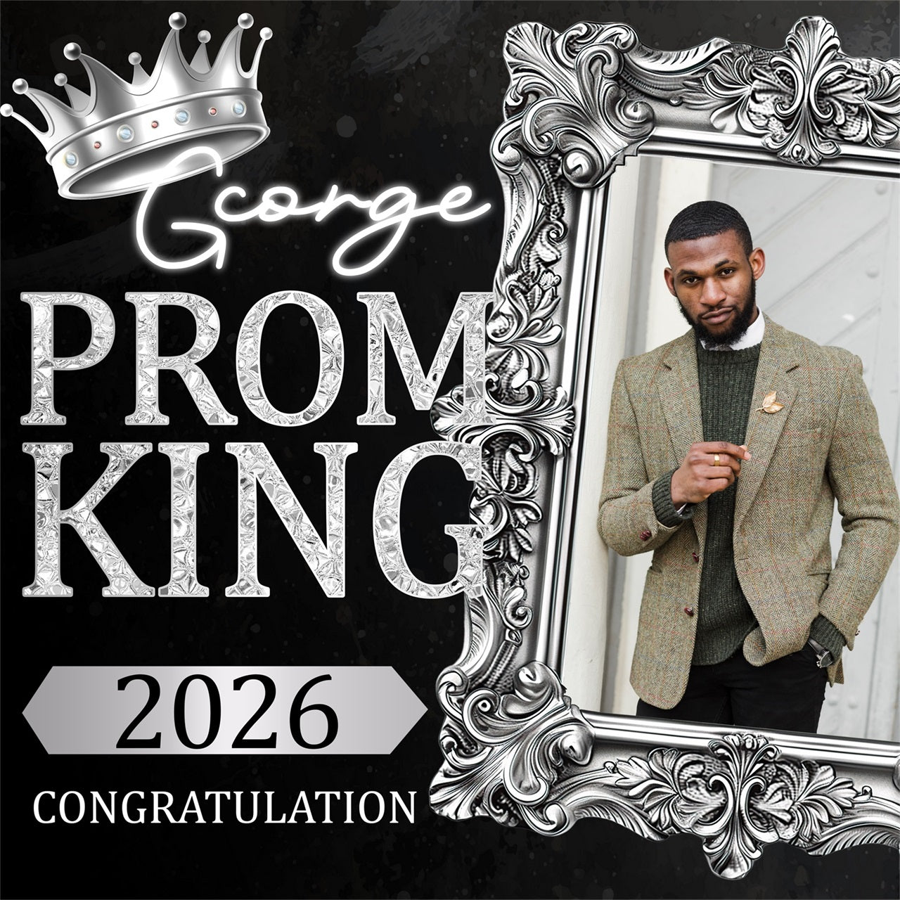 Prom 2026 Backdrop Frame Crown Custom Party Graduation Backdrop UK BRP5-212