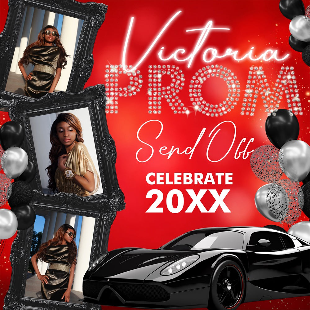 Prom Backdrops Luxury Ride Frame Personalised Party Graduation Backdrop UK BRP5-223