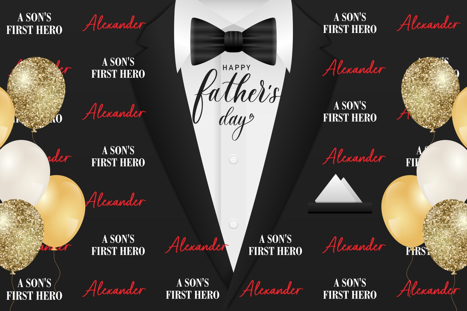 Fathers Day Backdrop Ideas Golden Balloons Suit Backdrop UK BRP5-28