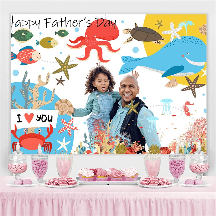 Fathers Day Backdrop Marine Life Watercolor Custom Backdrop UK BRP5-29
