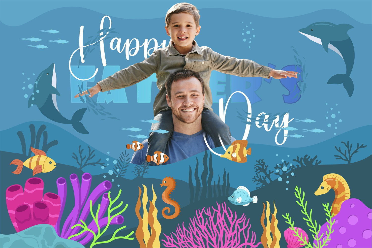 Fathers Day Photo Backdrop Ocean Journey Customized Backdrop UK BRP5-31