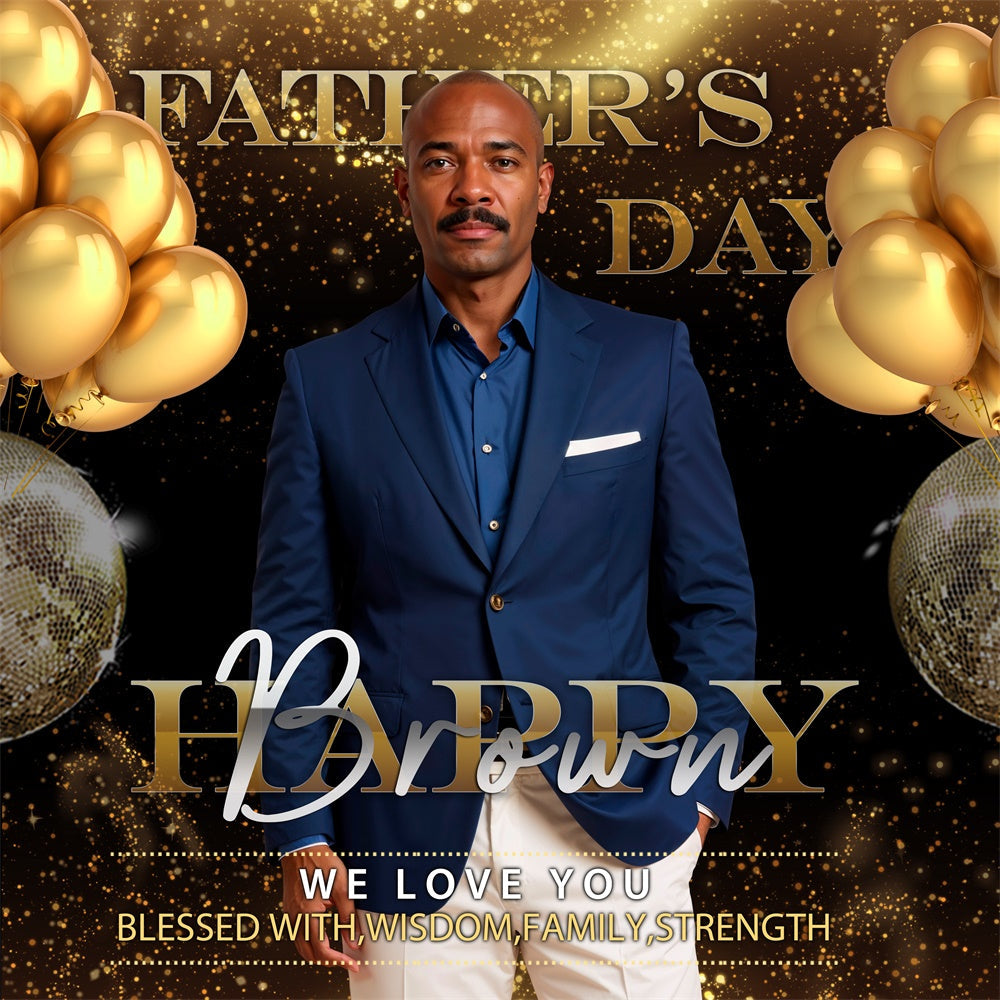 Father's Day Backdrop Luxury Golden Balloon Custom Backdrop UK BRP5-47