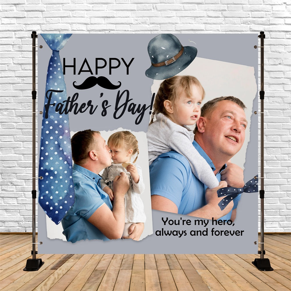 Fathers Day Backdrop Ideas Watercolor Hat Tie Custom Backdrop UK BRP5-49