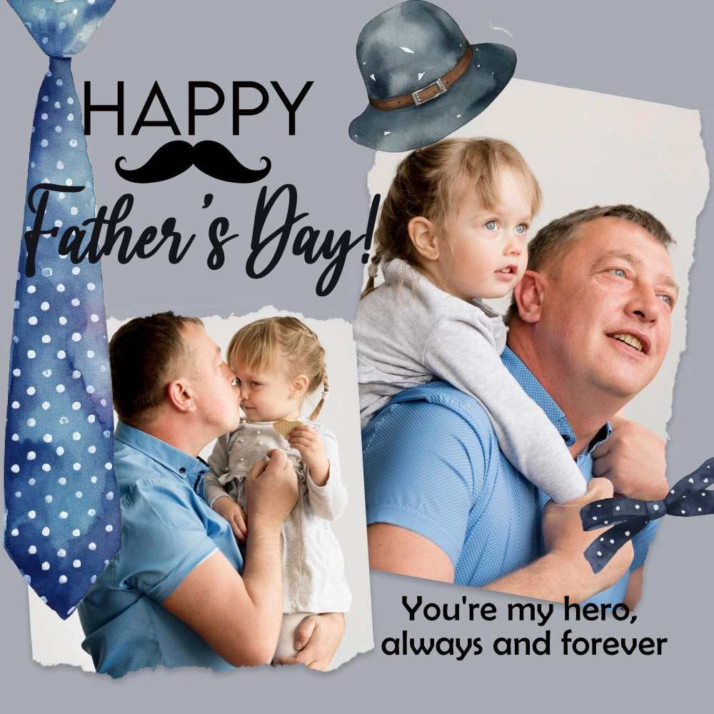 Fathers Day Backdrop Ideas Watercolor Hat Tie Custom Backdrop UK BRP5-49