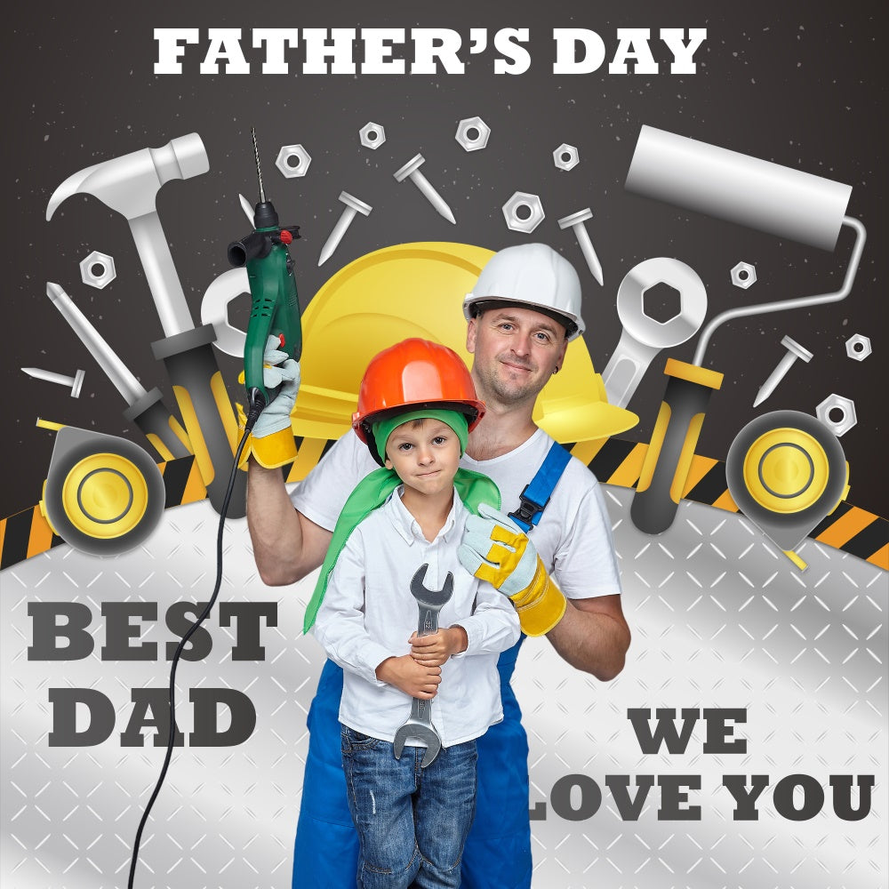 Fathers Day Backdrop Toolbox Helmet Celebration Custom Backdrop UK BRP5-55