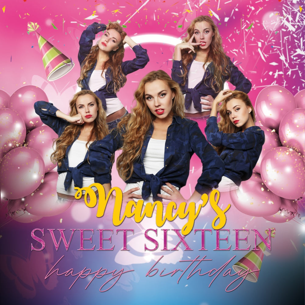 Customized Backdrop For Birthday Sweet 16 Glam Balloons Backdrop UK BRP5-77