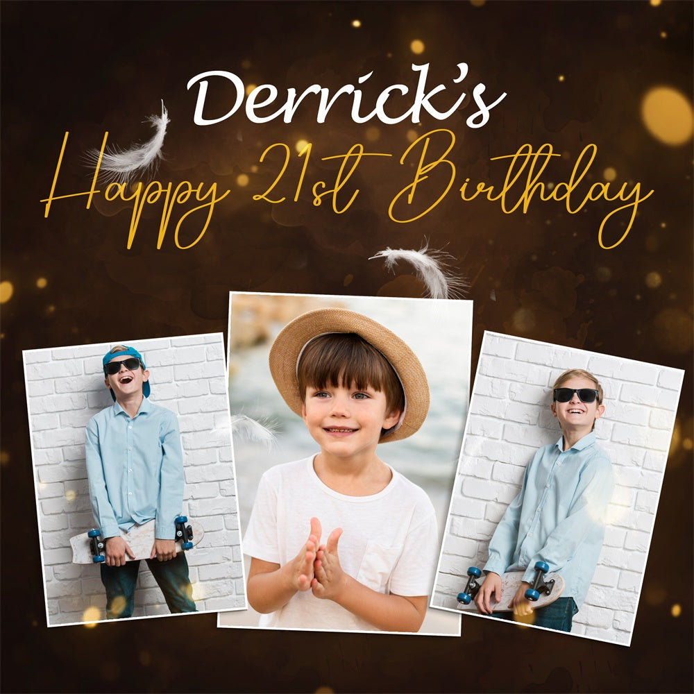 21st Birthday Backdrop Stylish Feather Glow Customized Backdrop UK BRP5-81