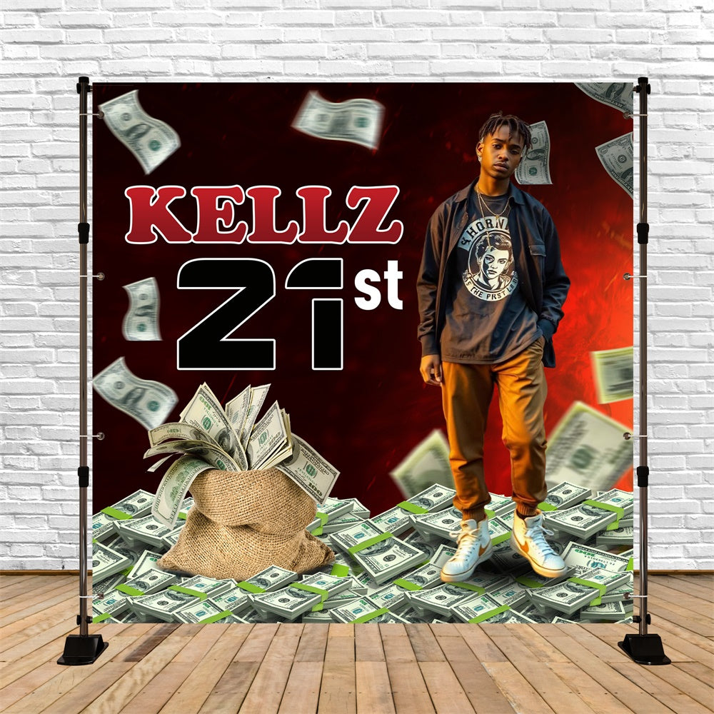 21st Birthday Backdrop Urban Style Dollar Bills Custom Backdrop UK BRP5-90