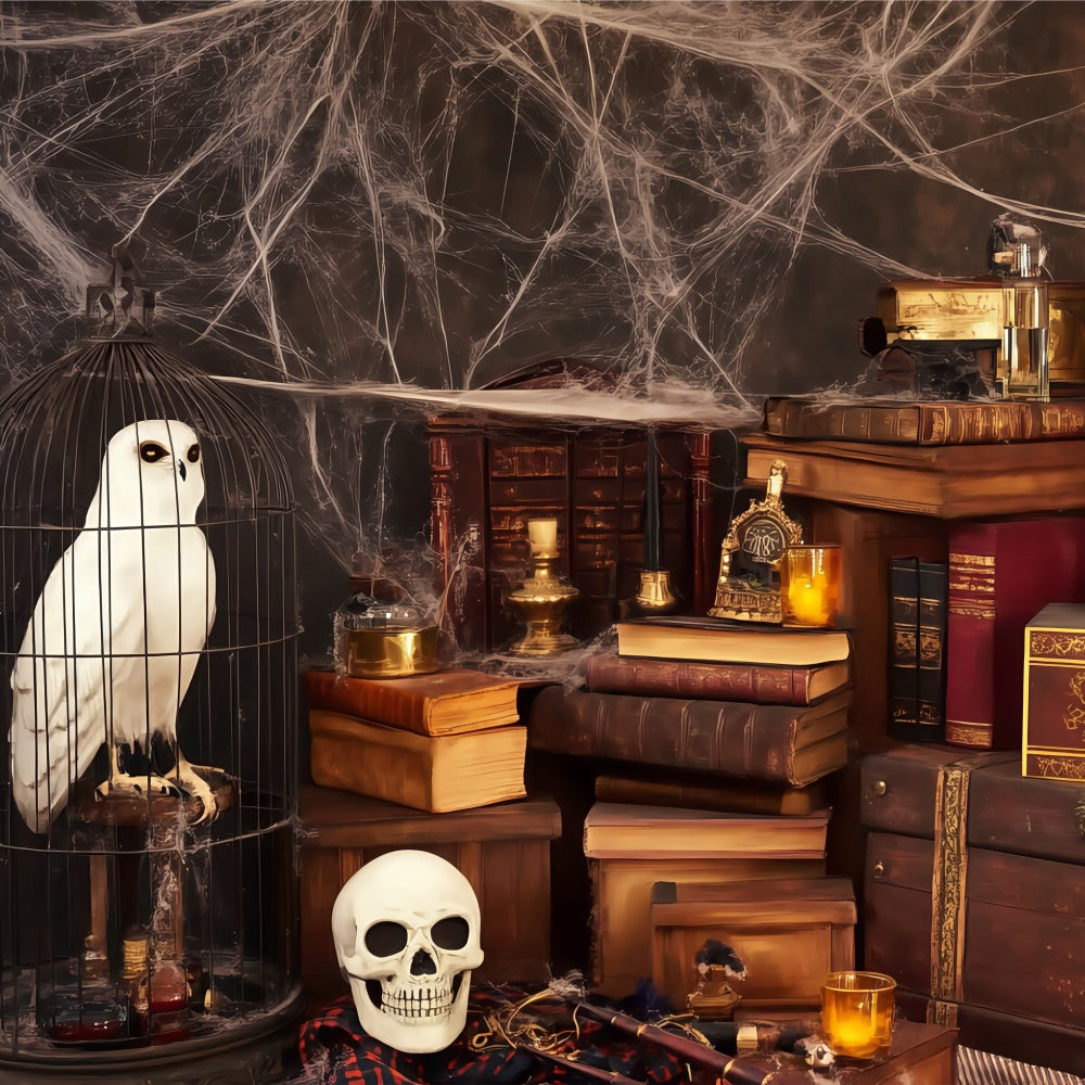 Halloween Photography Backdrop Spells Skulls Study Backdrop UK BRP57-114
