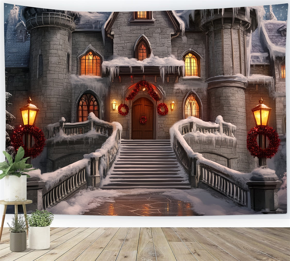 Christmas Photography Backdrops Red Wreath Fortress Backdrop UK BRP57-116
